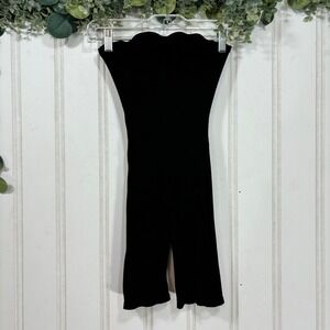 LA‎ Luxe Ribbed Romper Black Sleeveless Scalloped Trim Casual Sexy Bodycon SMALL